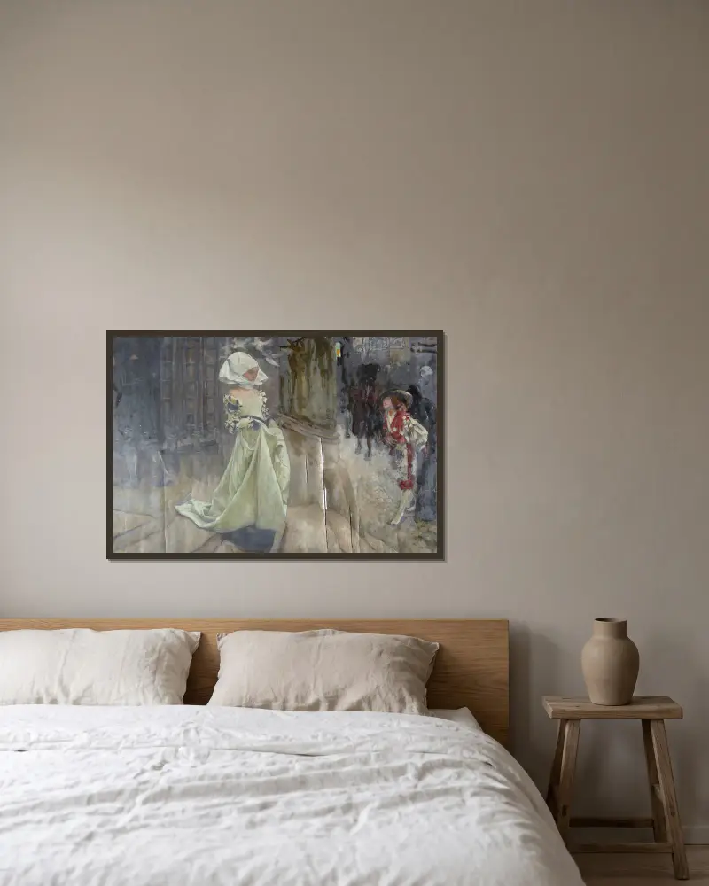 Figurenstudie, möglicherweise für Margaret und Faust von Edwin Austin Abbey gerahmt an einer Wand