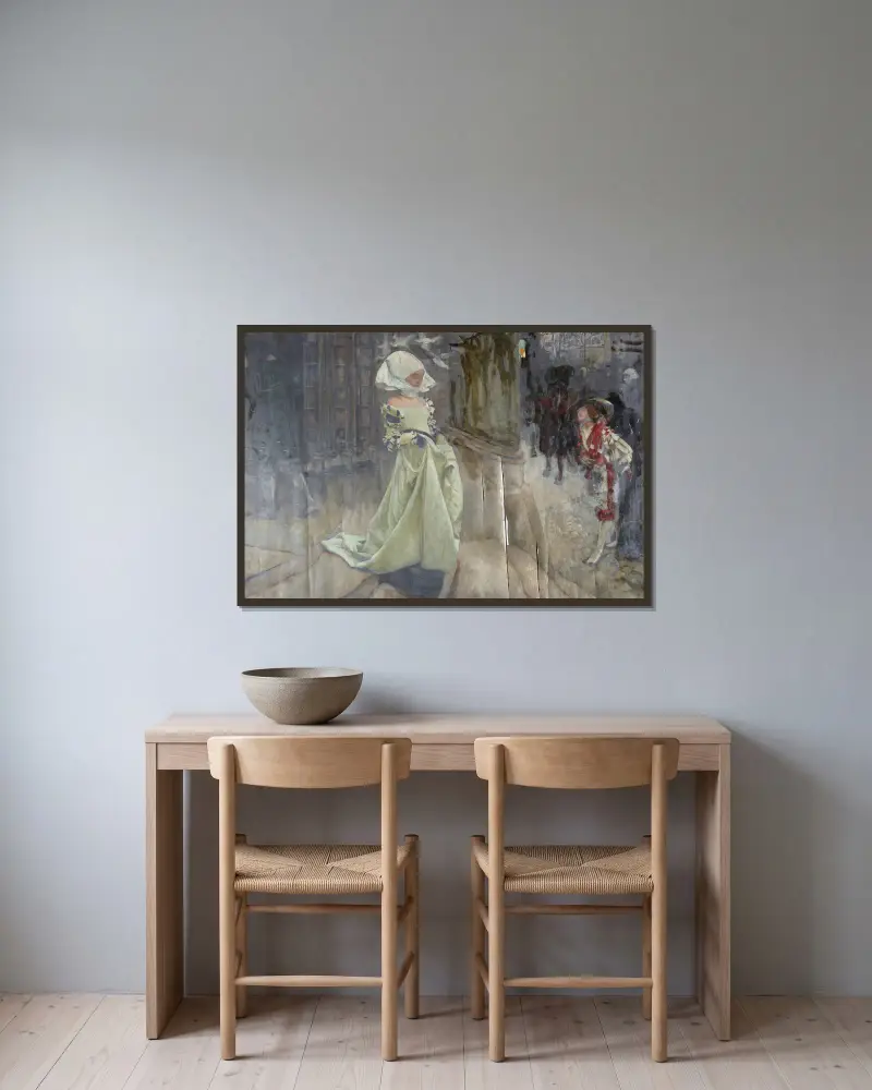 Figurenstudie, möglicherweise für Margaret und Faust von Edwin Austin Abbey gerahmt an einer Wand