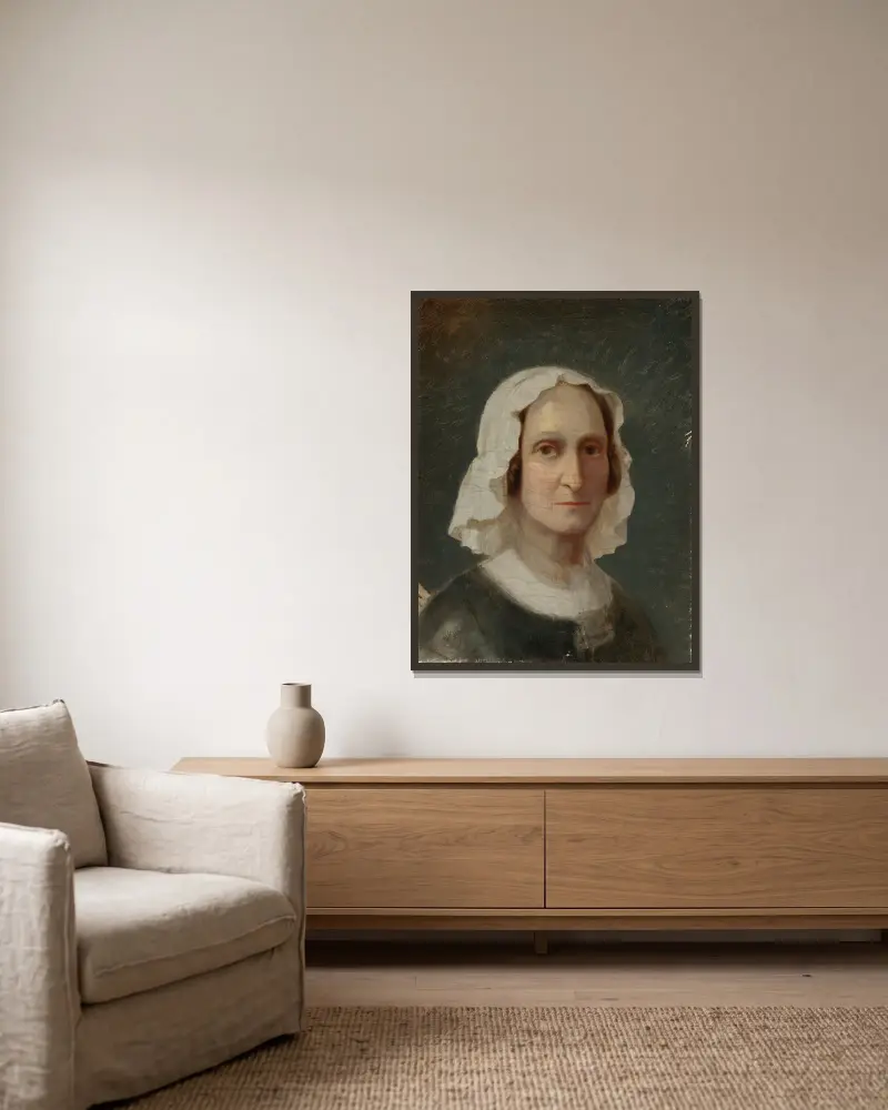 Porträt der Ludwika Czajkowska, geborene Śniadecka (1802–1866), Ehefrau von Michał Sadyk Pascha von Stanisław Chlebowski gerahmt an einer Wand