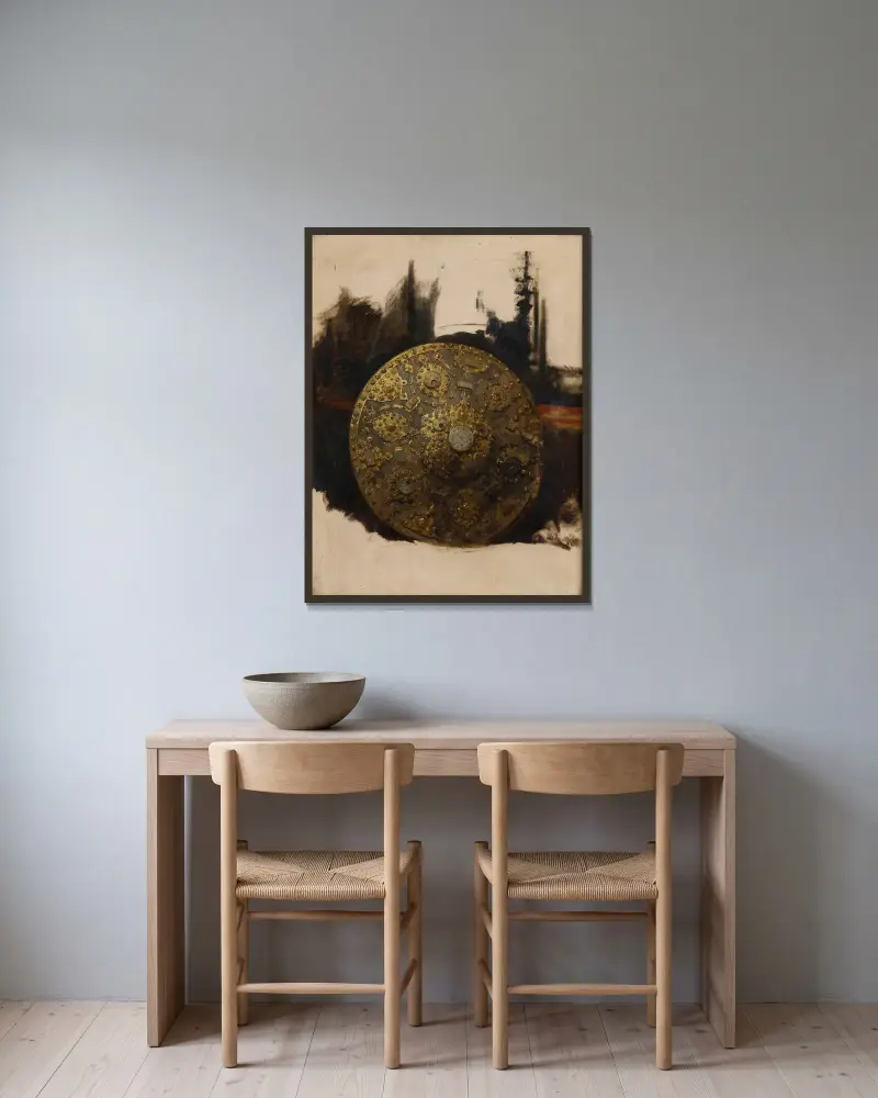 Study of an Oriental Shield av Stanisław Chlebowski inramad på en vägg