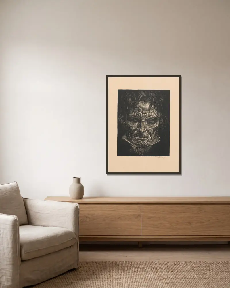 Beethoven, Władysław Skoczylas v rámu na stěně