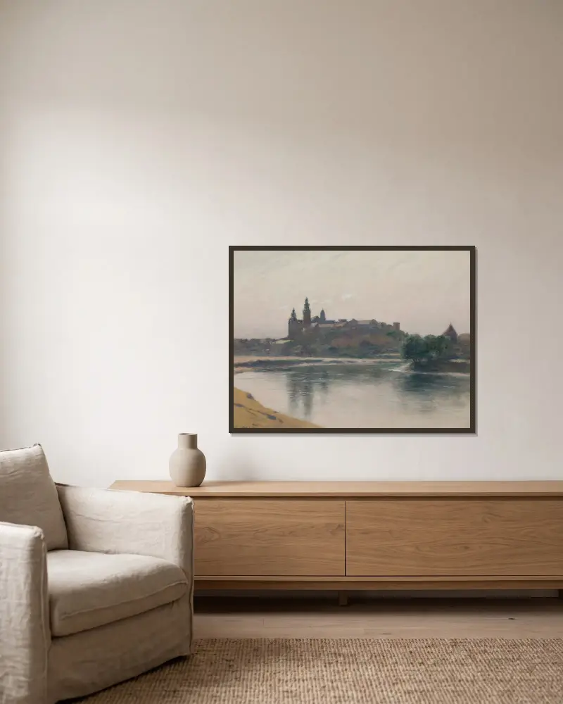 Wawel od strony Wisły, Stanisław Witkiewicz w ramie na ścianie