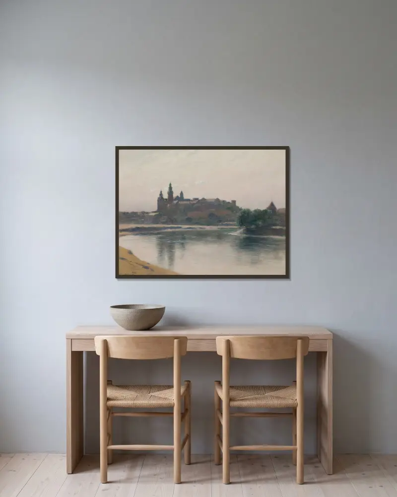 Wawel od strony Wisły, Stanisław Witkiewicz w ramie na ścianie