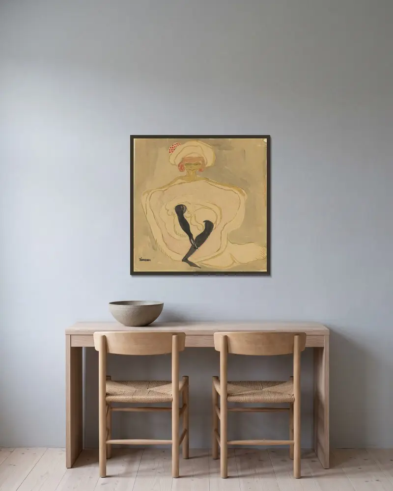 Cancandansare av Axel Törneman inramad på en vägg