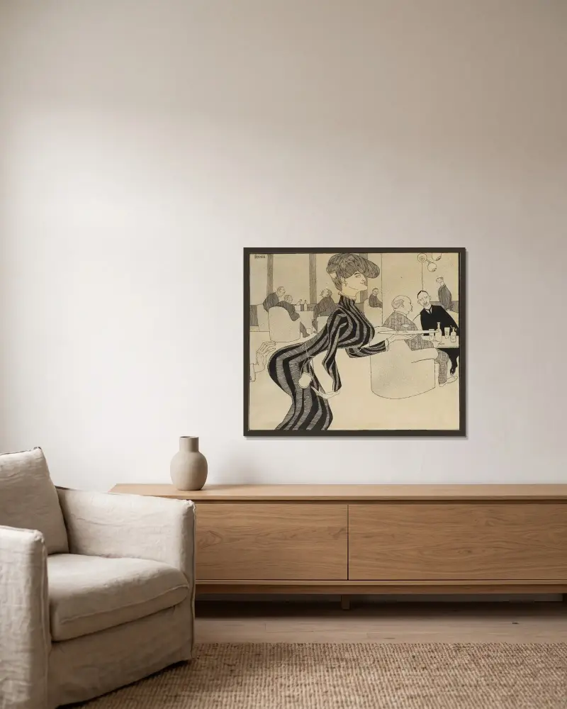 Serviererin von Axel Törneman gerahmt an einer Wand