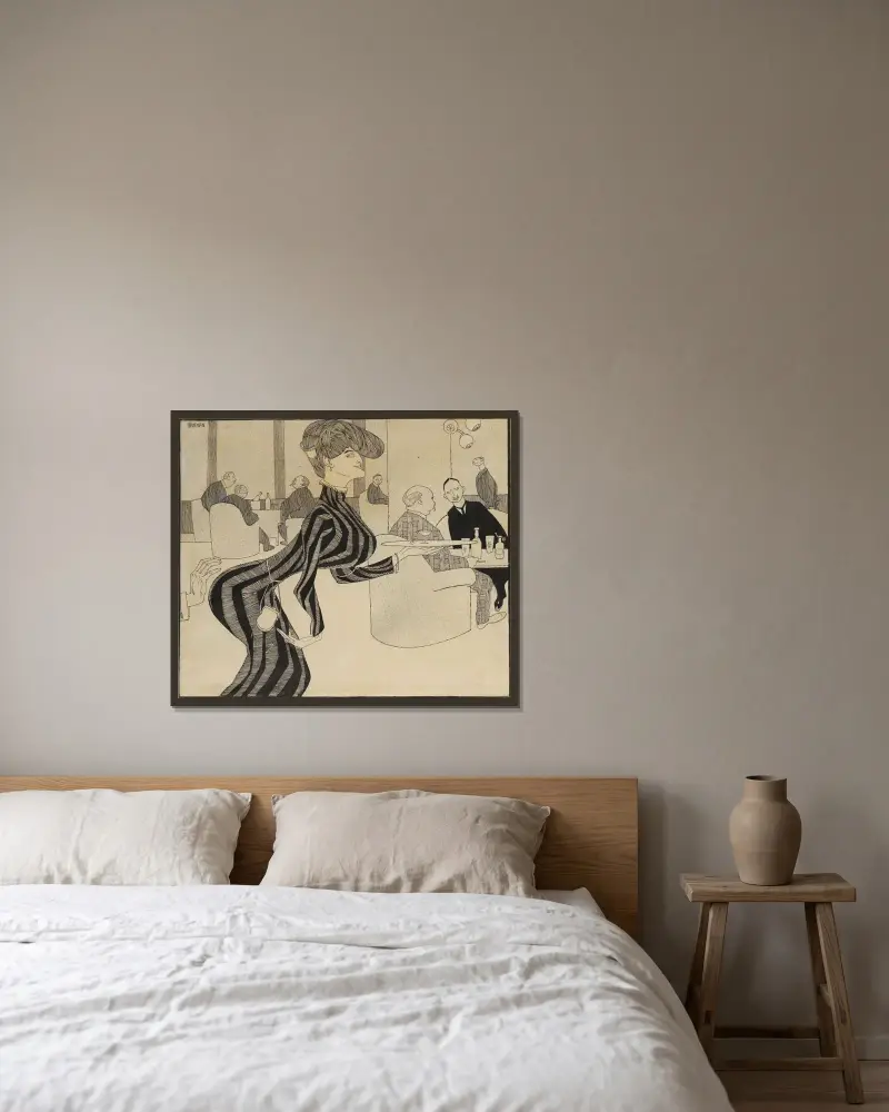 Serviererin von Axel Törneman gerahmt an einer Wand