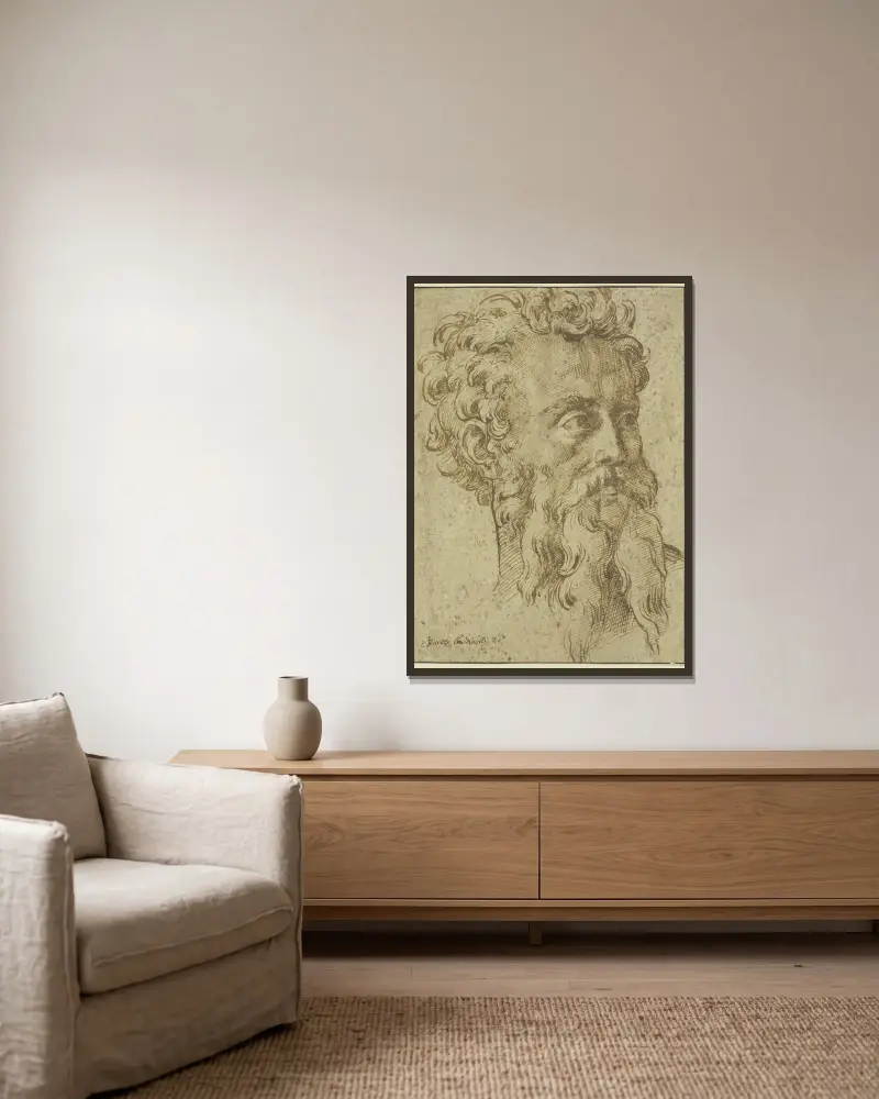 Männlicher Kopf mit langem geteiltem Bart, dreiviertel nach rechts von Baccio Bandinelli gerahmt an einer Wand