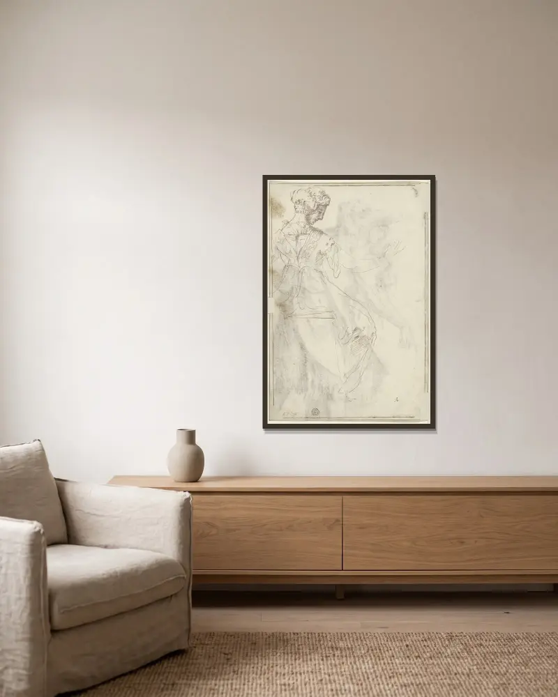 Sitzende Frau von Baccio Bandinelli gerahmt an einer Wand