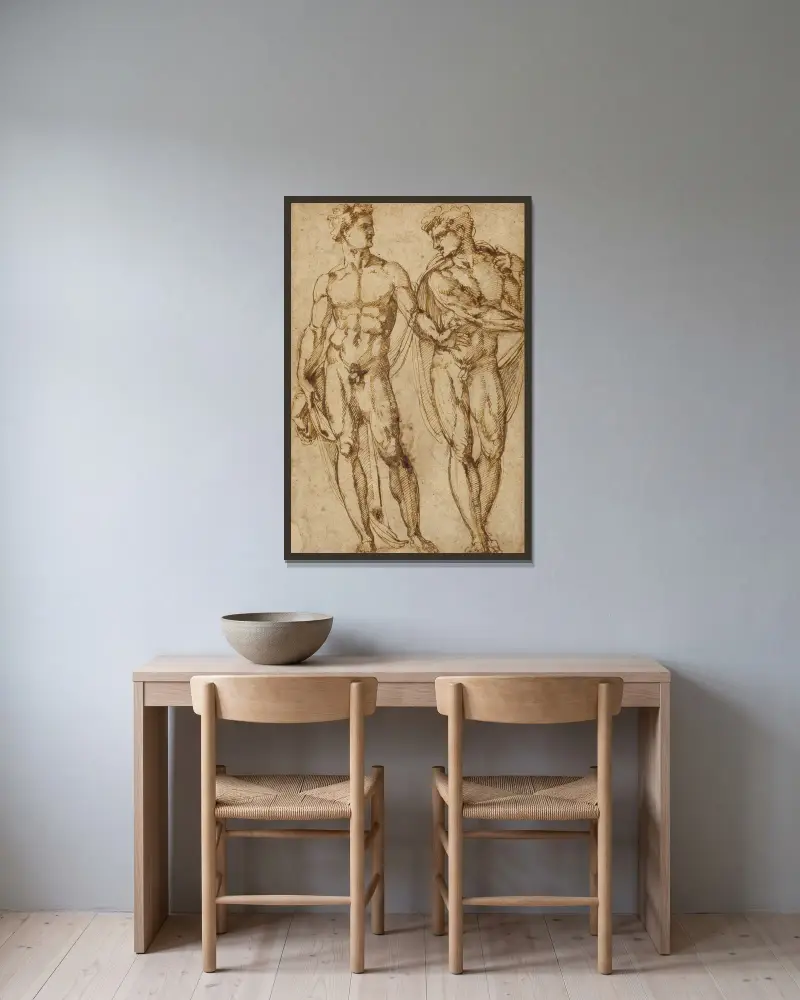 Studie dvou mužů, Baccio Bandinelli v rámu na stěně
