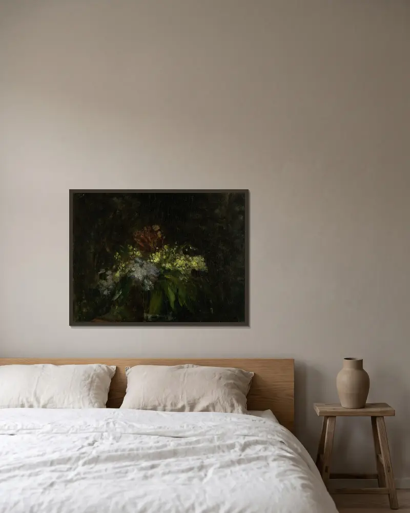 Blumenstrauß mit Maiglöckchen von Jean-Baptiste Carpeaux gerahmt an einer Wand