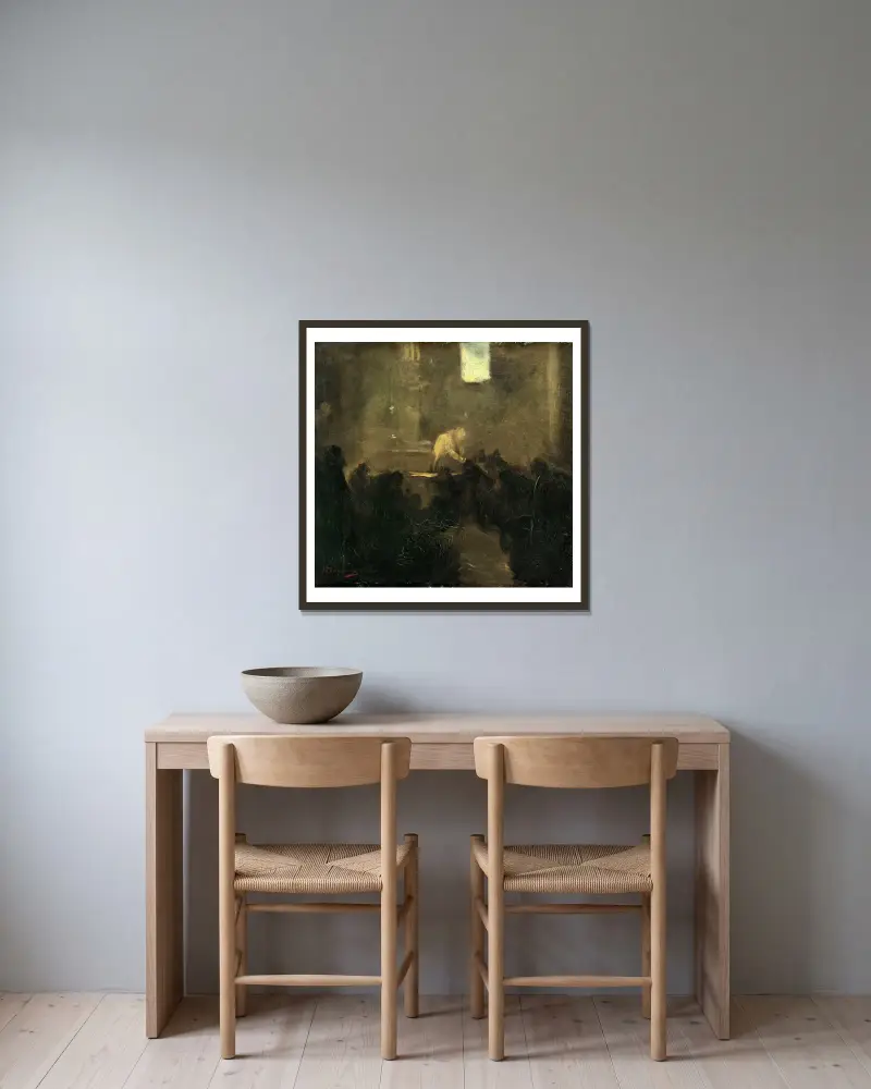 La Communion av Jean-Baptiste Carpeaux inramad på en vägg