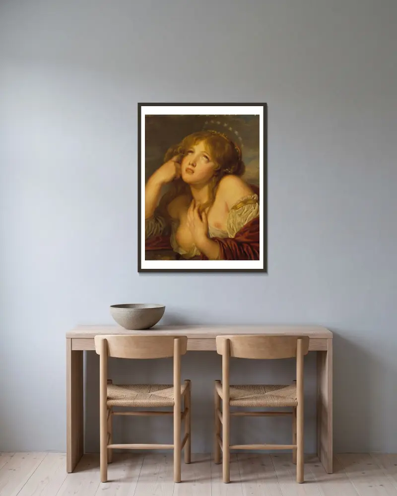 Ariadne av Jean-Baptiste Greuze inramad på en vägg