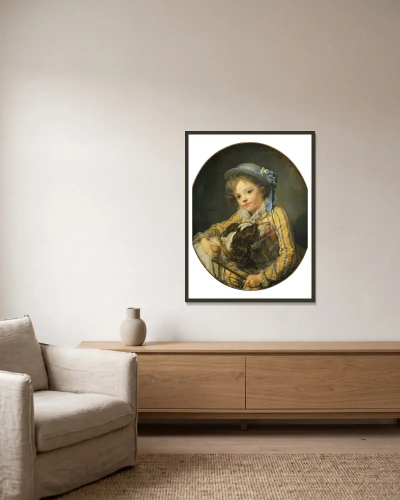Chłopiec z psem, Jean-Baptiste Greuze w ramie na ścianie