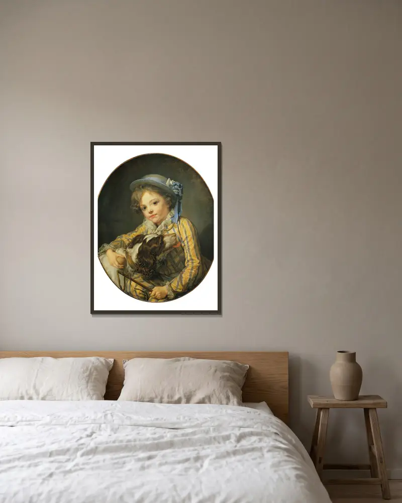 Chłopiec z psem, Jean-Baptiste Greuze w ramie na ścianie