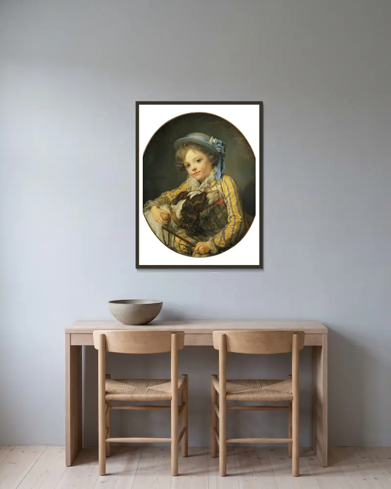 Chłopiec z psem, Jean-Baptiste Greuze w ramie na ścianie