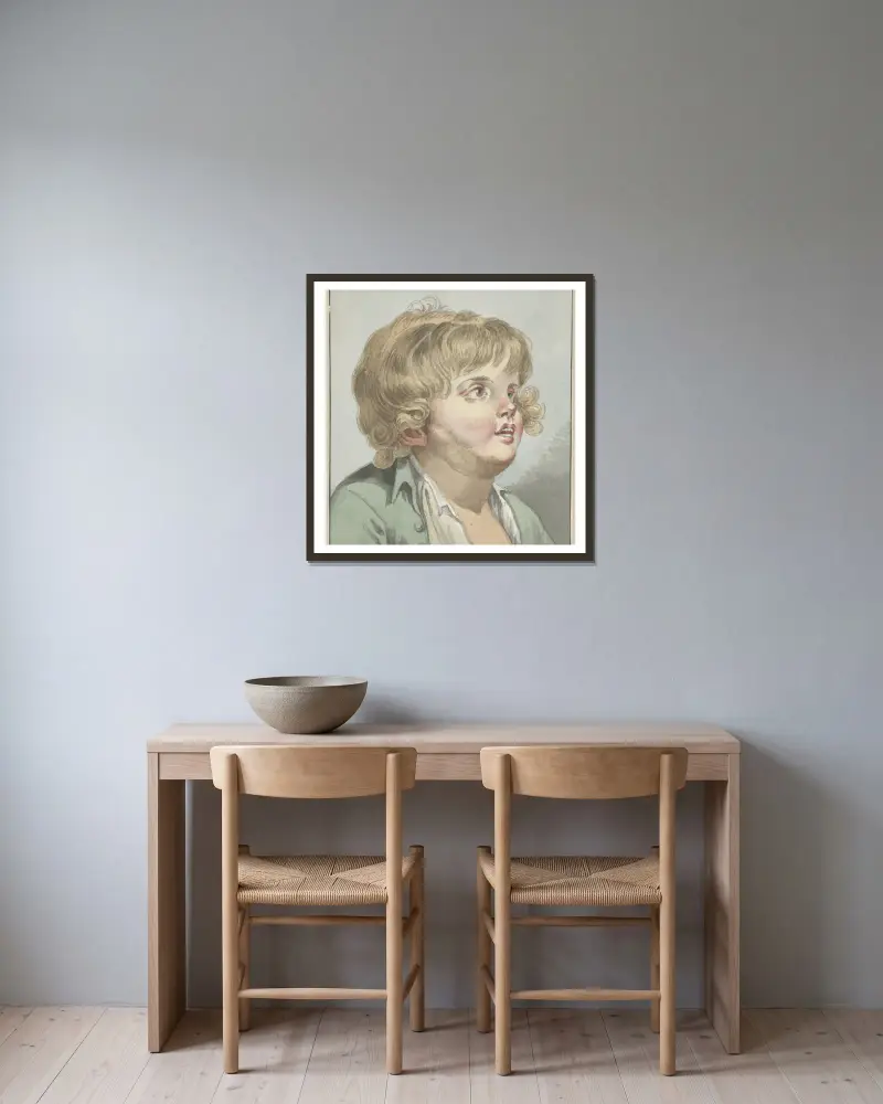 Boy’s head av Jean-Baptiste Greuze inramad på en vägg