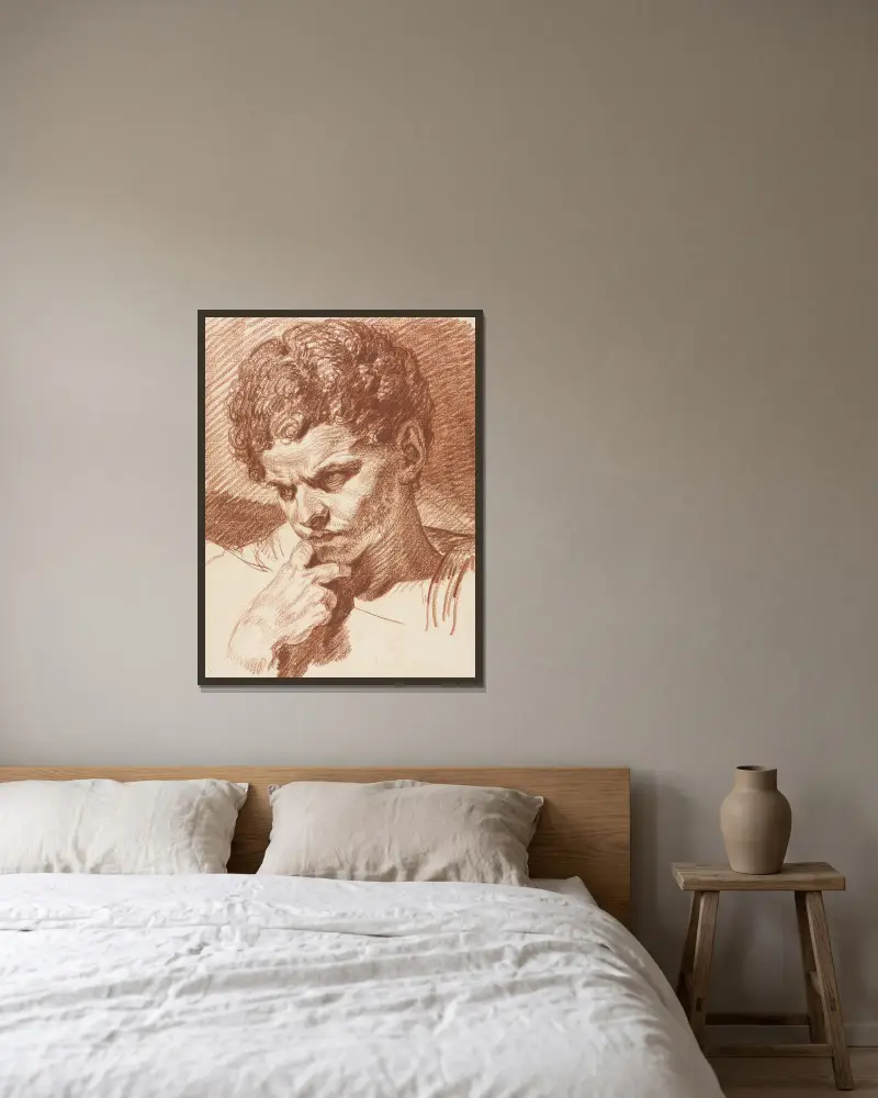 Huvud av Caracalla av Jean-Baptiste Greuze inramad på en vägg