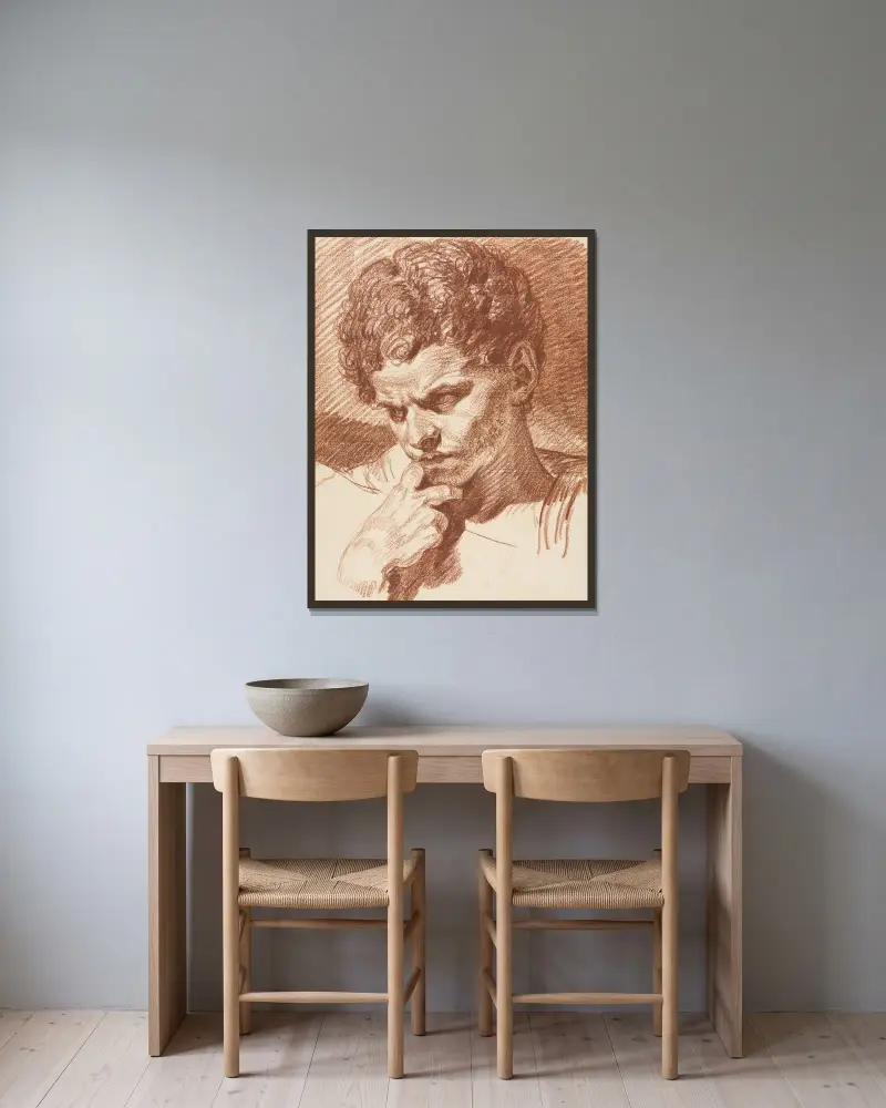 Huvud av Caracalla av Jean-Baptiste Greuze inramad på en vägg