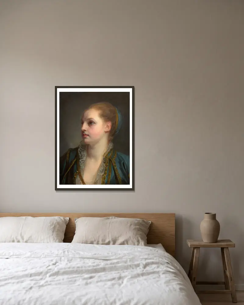 Domniemany portret panny Clairon, Jean-Baptiste Greuze w ramie na ścianie