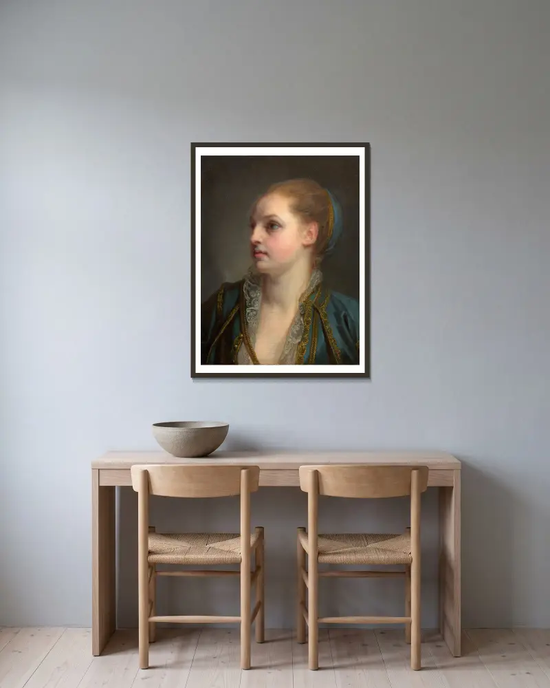 Domniemany portret panny Clairon, Jean-Baptiste Greuze w ramie na ścianie