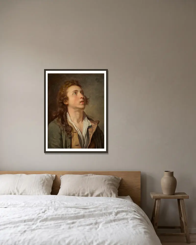 Study Of A Young Man av Jean-Baptiste Greuze inramad på en vägg