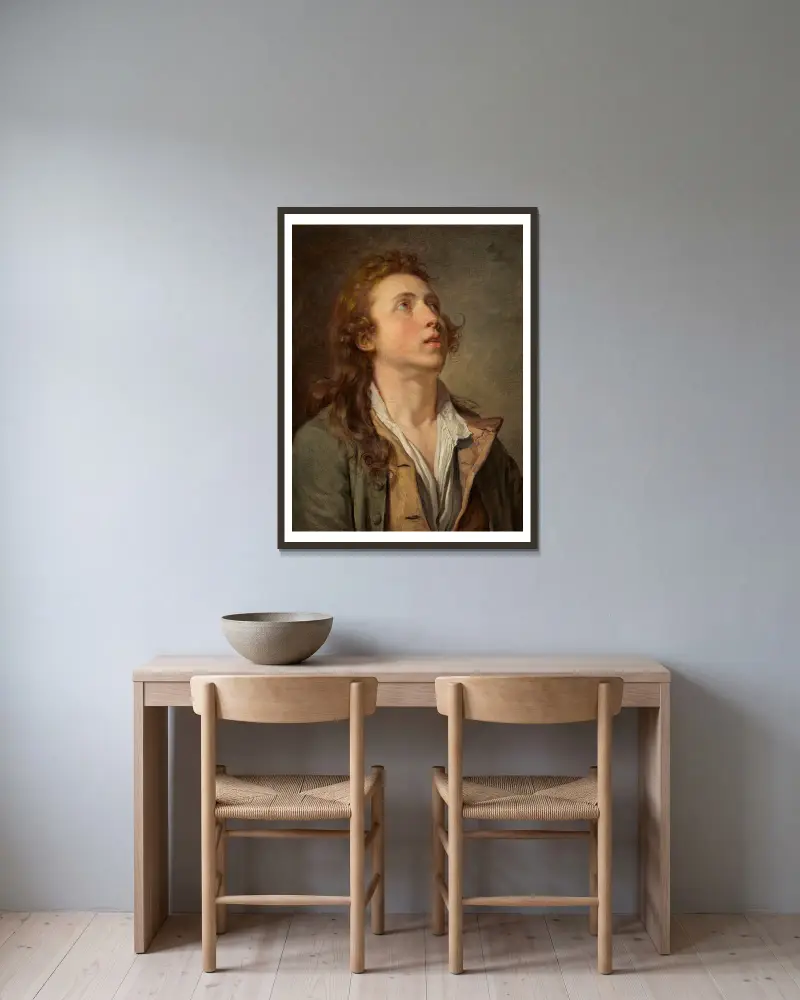 Study Of A Young Man av Jean-Baptiste Greuze inramad på en vägg