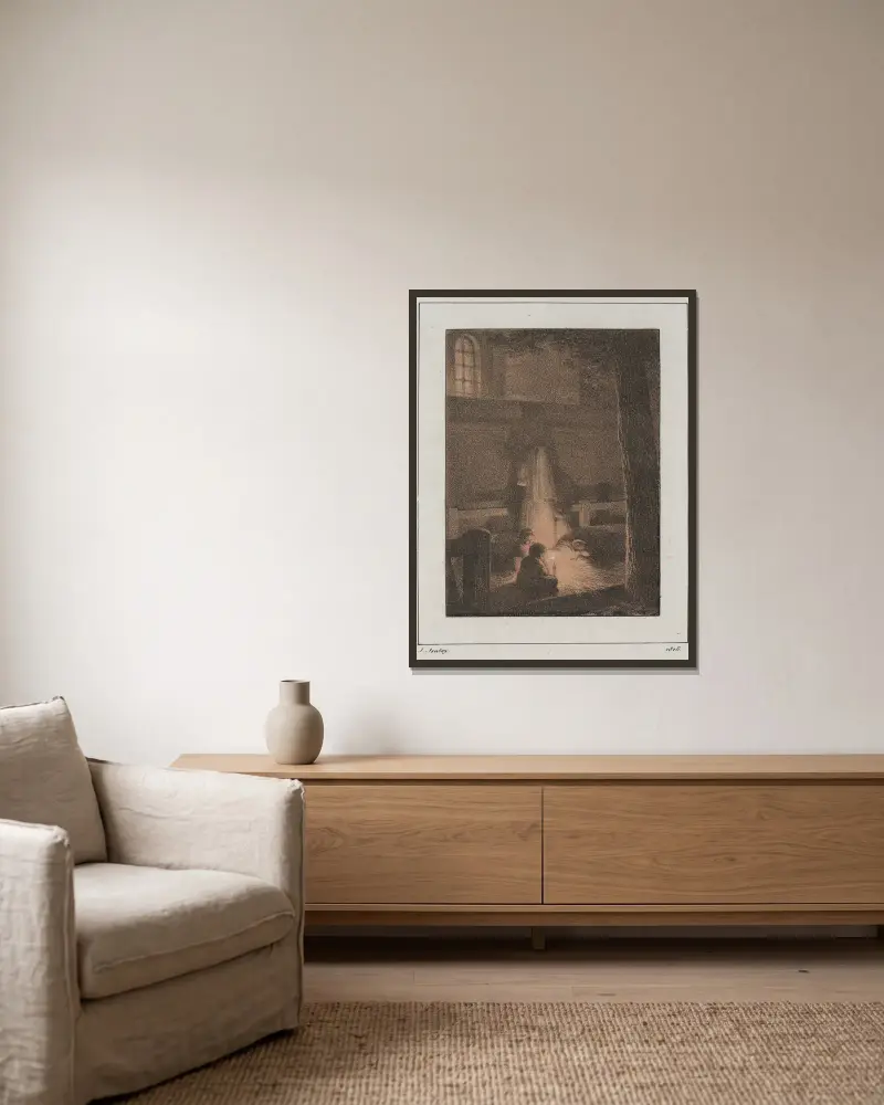 Kinder mit Kerze von Jean-Baptiste Isabey gerahmt an einer Wand