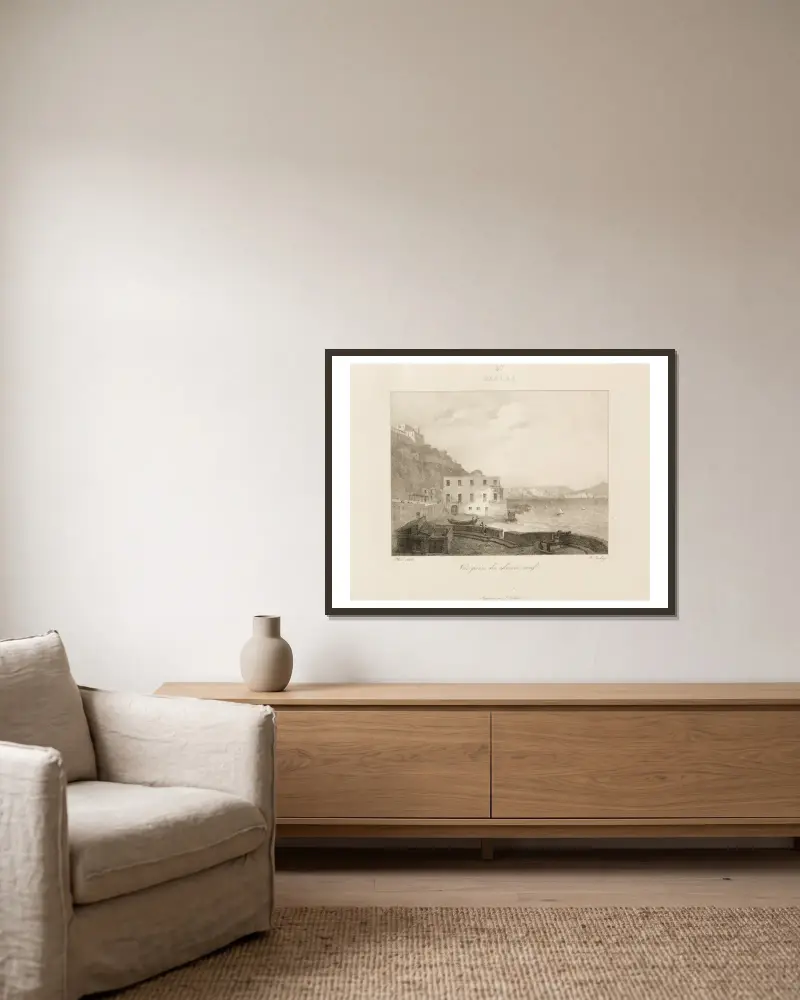 Neapel, 1833 – Nr. 6 von Jean-Baptiste Isabey gerahmt an einer Wand