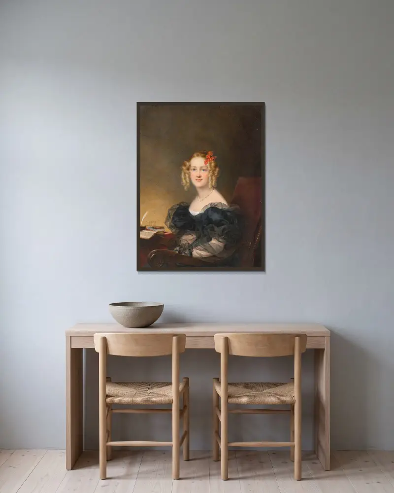 Portrait of a Woman av Jean-Baptiste Isabey inramad på en vägg