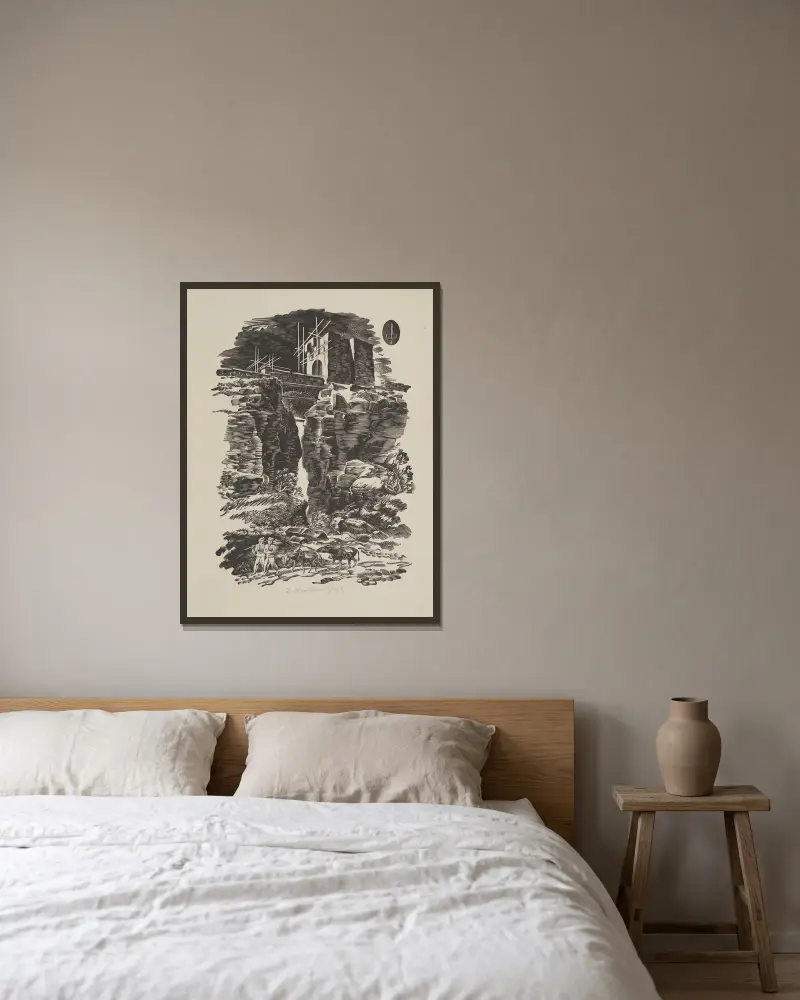 Motyw z Tirnowa, 1936 av Edmund Bartłomiejczyk inramad på en vägg