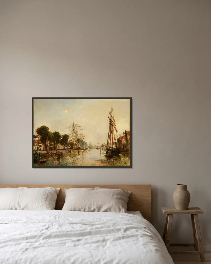 Canal en Hollande, 1869 av Johan Barthold Jongkind inramad på en vägg
