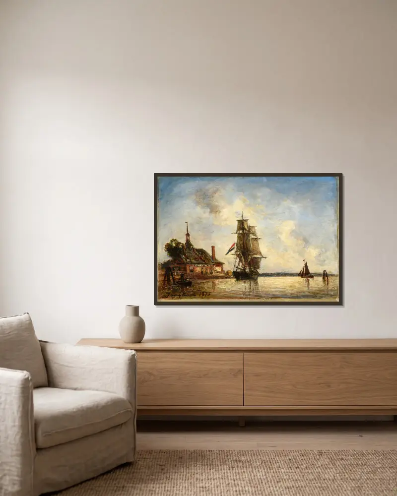 Kanal in Holland, 1875 von Johan Barthold Jongkind gerahmt an einer Wand