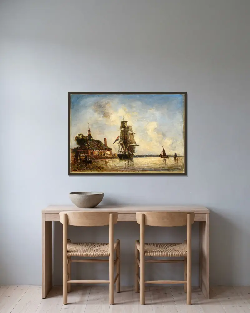 Kanal in Holland, 1875 von Johan Barthold Jongkind gerahmt an einer Wand