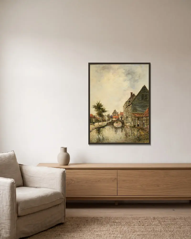Canal intérieur de la ville de Dordrecht av Johan Barthold Jongkind inramad på en vägg