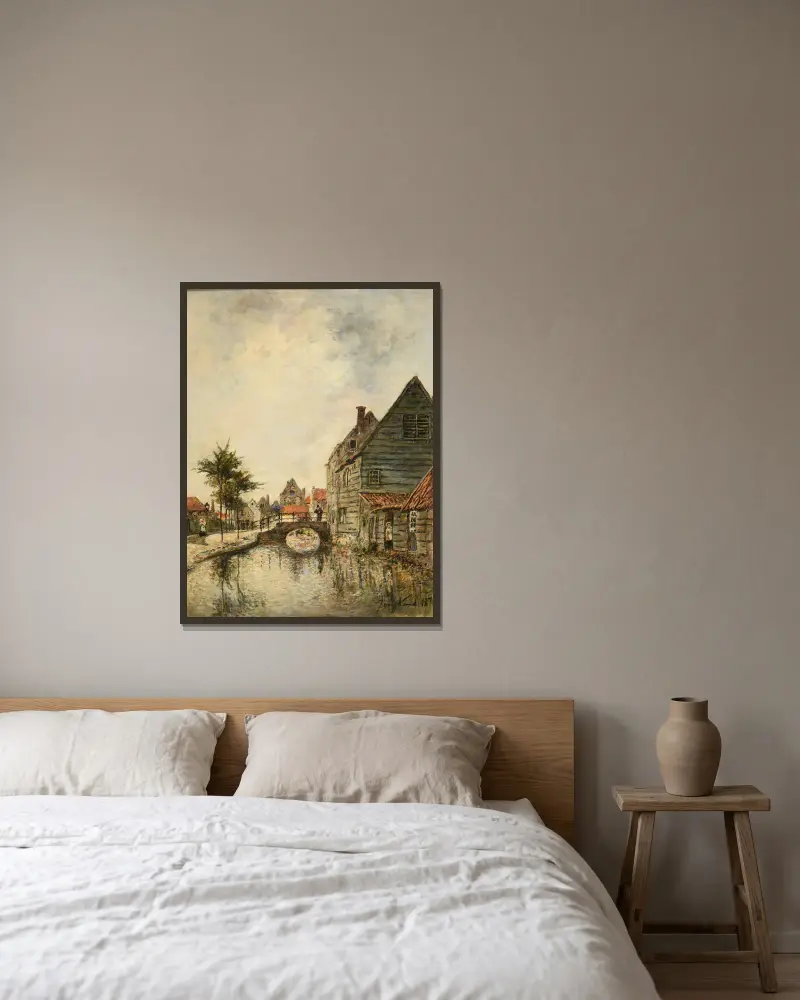 Canal intérieur de la ville de Dordrecht av Johan Barthold Jongkind inramad på en vägg