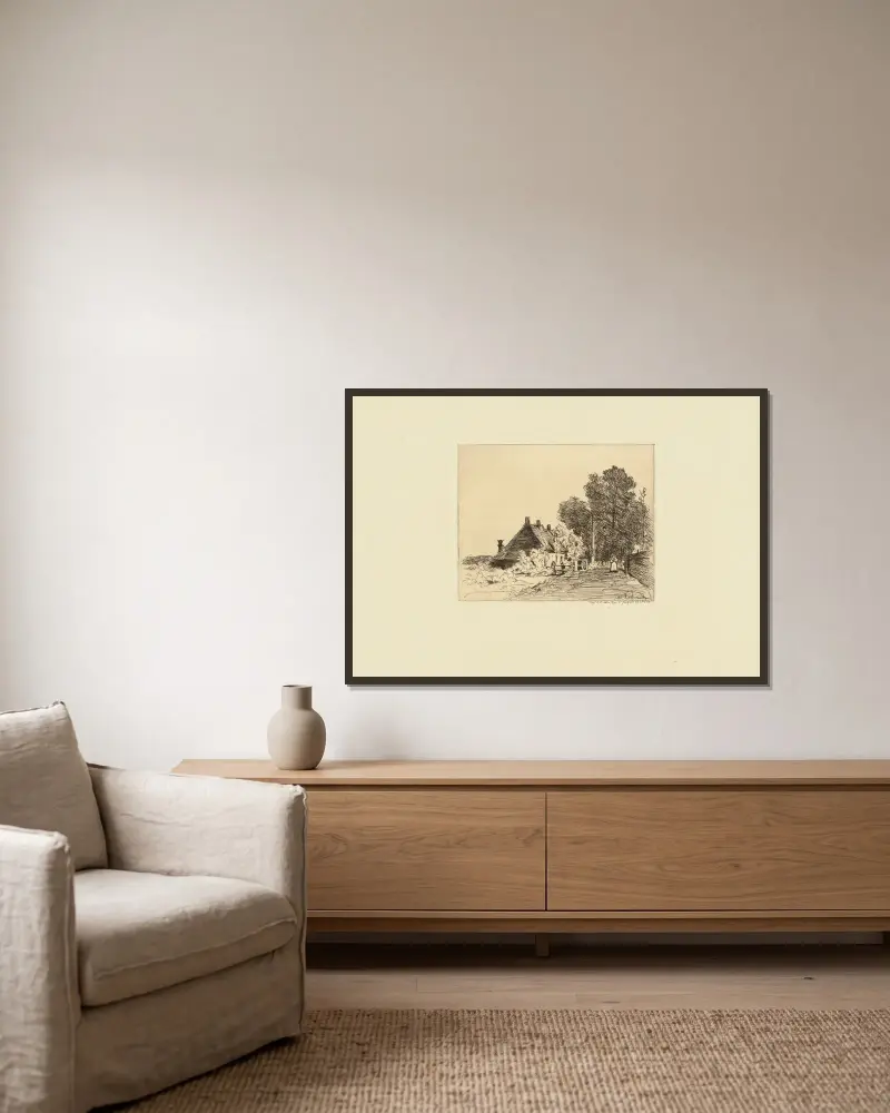 Die Amme von Johan Barthold Jongkind gerahmt an einer Wand