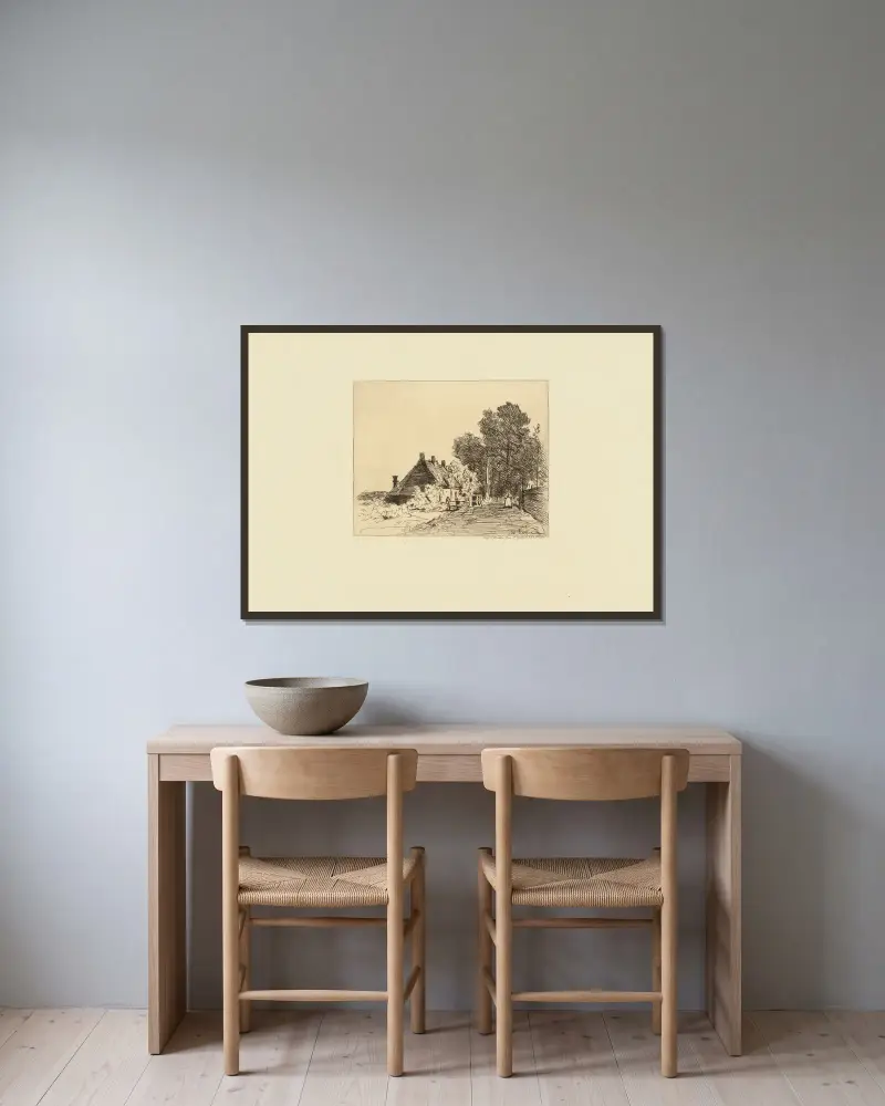 Die Amme von Johan Barthold Jongkind gerahmt an einer Wand