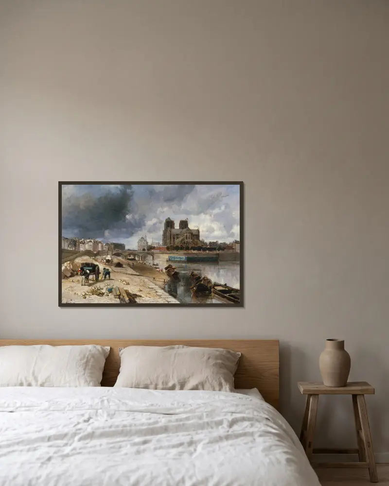 Notre-Dame från Quai de la Tournelle av Johan Barthold Jongkind inramad på en vägg