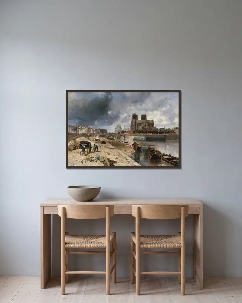 Notre-Dame från Quai de la Tournelle av Johan Barthold Jongkind inramad på en vägg
