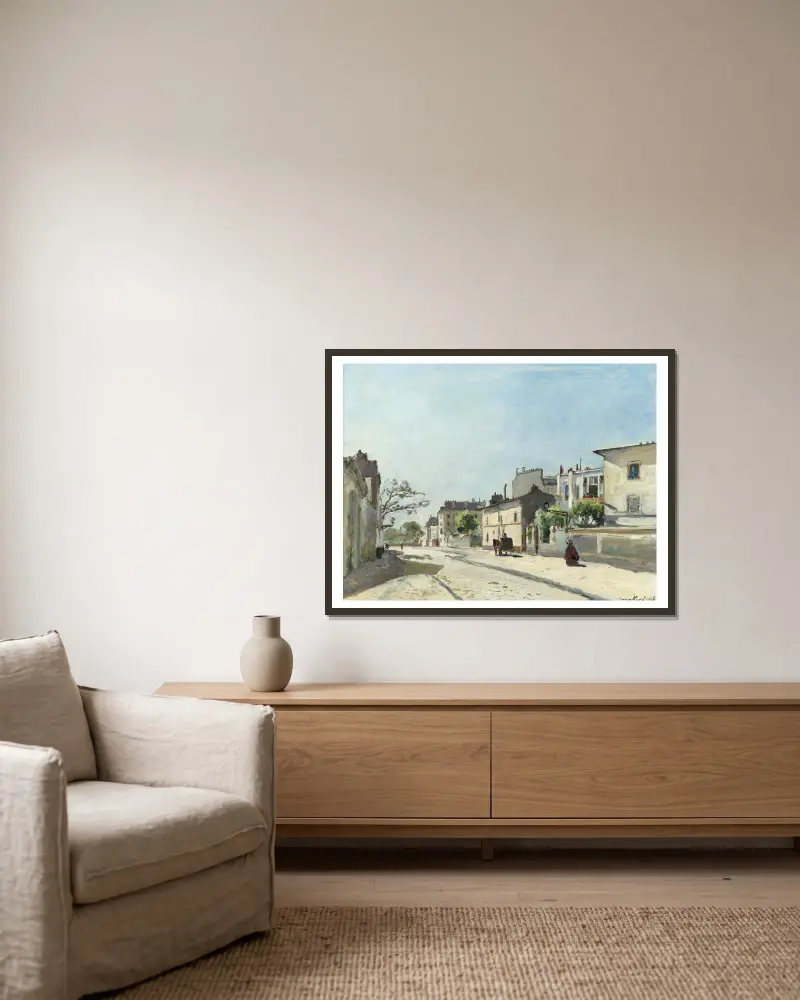 Rue Nôtre-Dame, Paris av Johan Barthold Jongkind inramad på en vägg