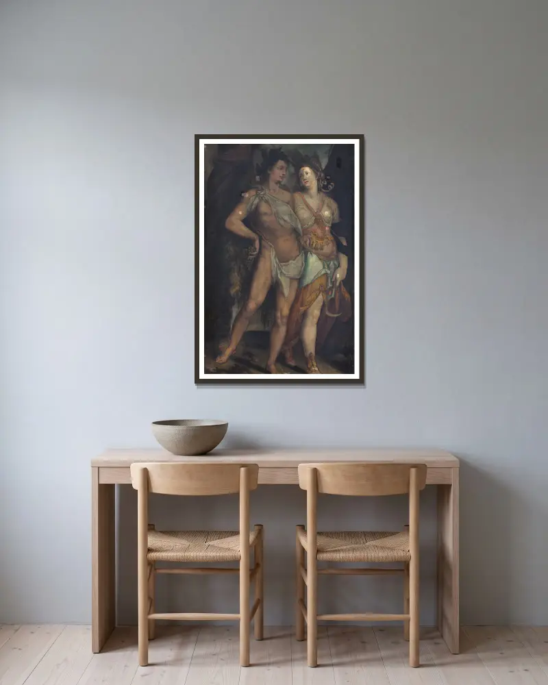 Ceres and Bacchus av Bartholomaeus Spranger inramad på en vägg