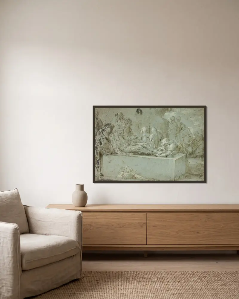 Grablegung von Bartholomaeus Spranger gerahmt an einer Wand