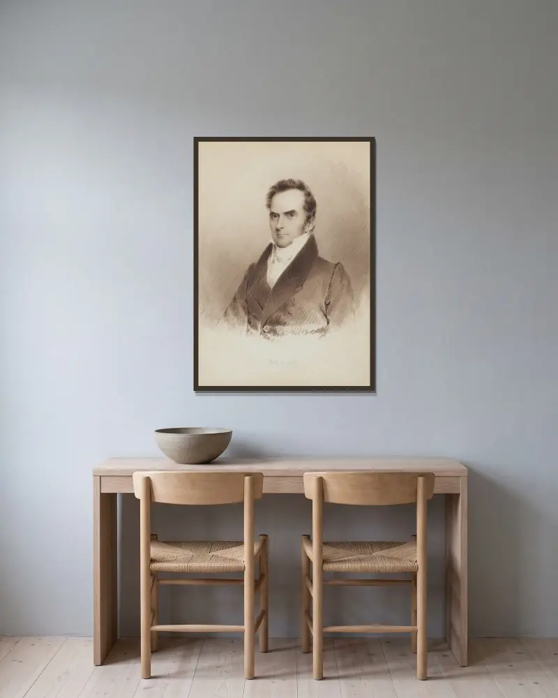Daniel Webster von James Barton Longacre gerahmt an einer Wand