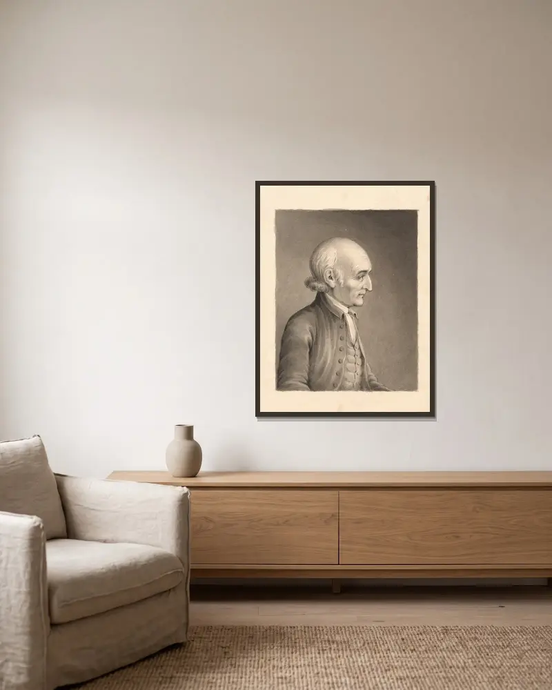 George Wythe av James Barton Longacre inramad på en vägg