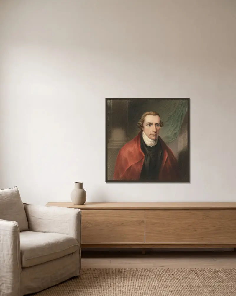 Patrick Henry av James Barton Longacre inramad på en vägg