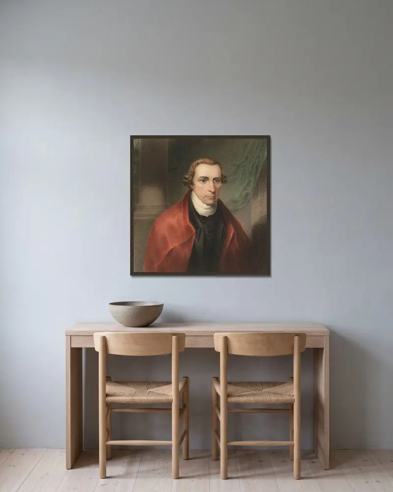 Patrick Henry av James Barton Longacre inramad på en vägg