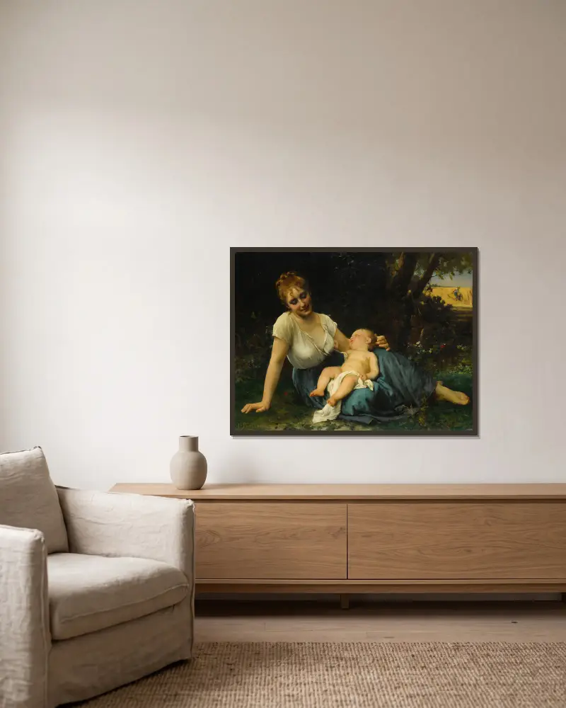 Eine Ruhepause im Schatten von Léon-Jean-Basile Perrault gerahmt an einer Wand