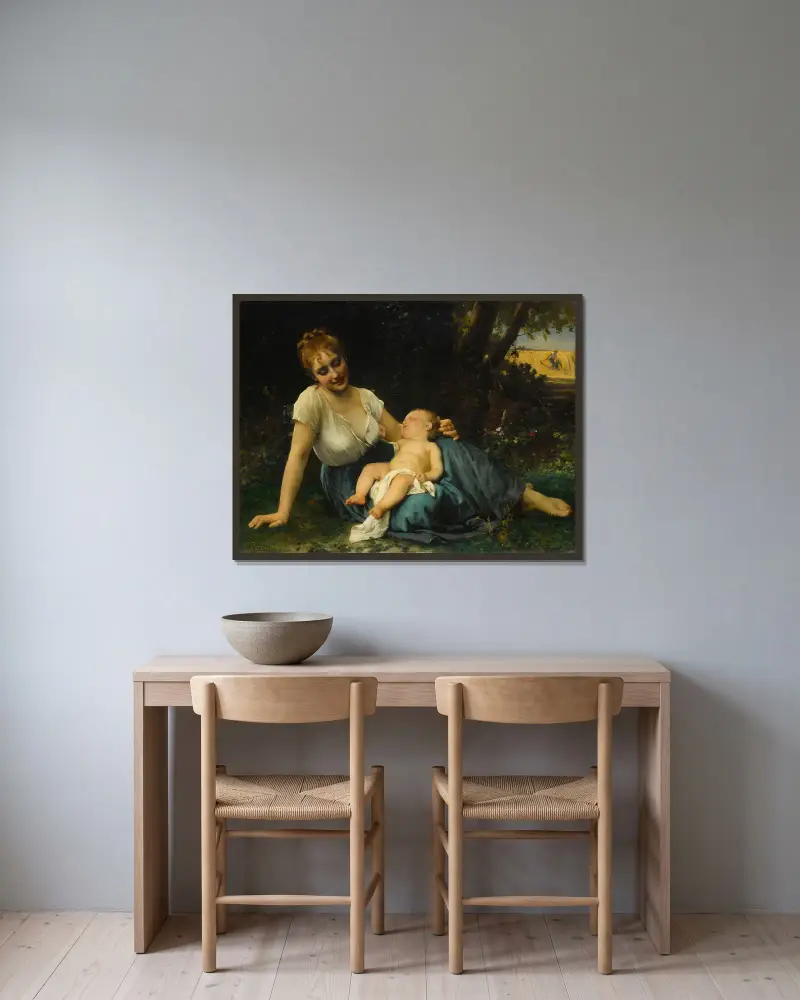 Eine Ruhepause im Schatten von Léon-Jean-Basile Perrault gerahmt an einer Wand