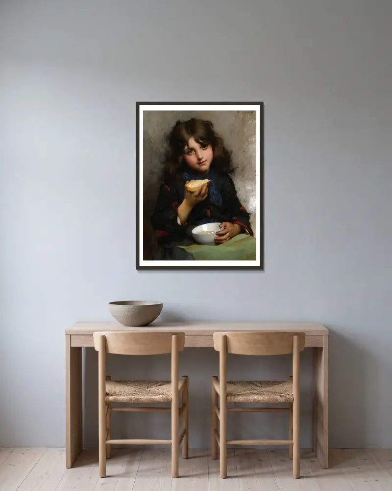 Le Goûter av Léon-Jean-Basile Perrault inramad på en vägg