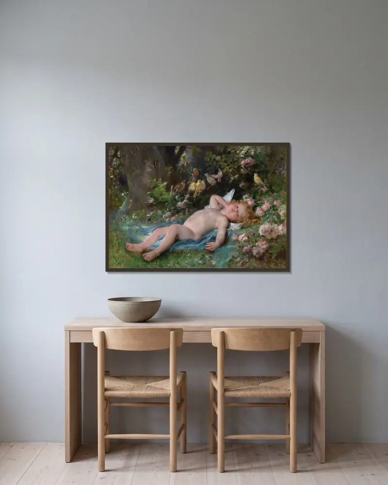 Das Erwachen der Liebe von Léon-Jean-Basile Perrault gerahmt an einer Wand